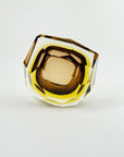 1950s MURANO MANDRUZZATO BROWN AMBER SOMEMRSO GLASS GEODE BOWL
