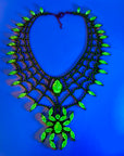 ART DECO STYLE URANIUM GLASS SPIDER NECKLACE