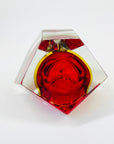 1950s FACETED MURANO RED YELLOW GEODE BOWL