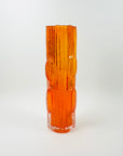 1970s OTK ORANGE JAPANESE BARK GLASS VASE