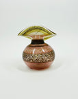 ANTIQUE FRENCH ART NOUVEAU FISSURE GLASS MINI VASE WITH GOLD GILDING