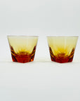 ANTIQUE ART DECO HAND CUT MOSER AMBER CRYSTAL DECANTER SET