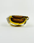 1950s MURANO MANDRUZZATO BROWN AMBER SOMEMRSO GLASS GEODE BOWL
