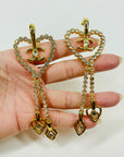 2023 LIMITED EDITION CHANEL LARGE HEART DIAMANTÉ DROP CLIP ON EARRINGS