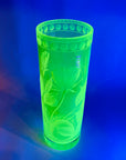 ANTIQUE URANIUM ETCHED GLASS VASE BY MOSER