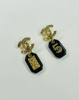 2023 LIMITED EDITION CHANEL NO.5 BLACK RESIN GOLD DROP DROP PIERCED EARRINGS