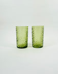 1970s ANCHOR HOCKING GREEN BARK GLASS TUMBLERS