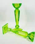 ART DECO URANIUM GLASS CANDLE STICKS