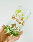 1970s LAMINATED FLORAL GREEN GLASS TUMBLERS