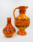 1960s WEST GERMAN ORANGE FAT LAVA POTTERY TALL JUG VASE BY KREUTZ KERAMIK