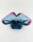 1970s MURANO PURPLE BLUE PINK TIE DYE LIP BOWL