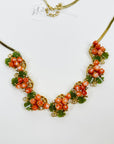 1950s CORAL ROSES & JADE LEAVES NECKLACE