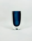 1950s NAVY BLUE SOMMERSO GLASS POSY VASE BY NILS LANDBERG FOR ORREFORS