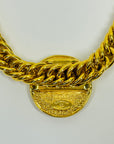 1995 CHANEL LOGO MEDALLION GOLD PLATED NECKLACE