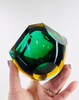 1950s FACETED MURANO GREEN BLUE GOLD GEODE BOWL