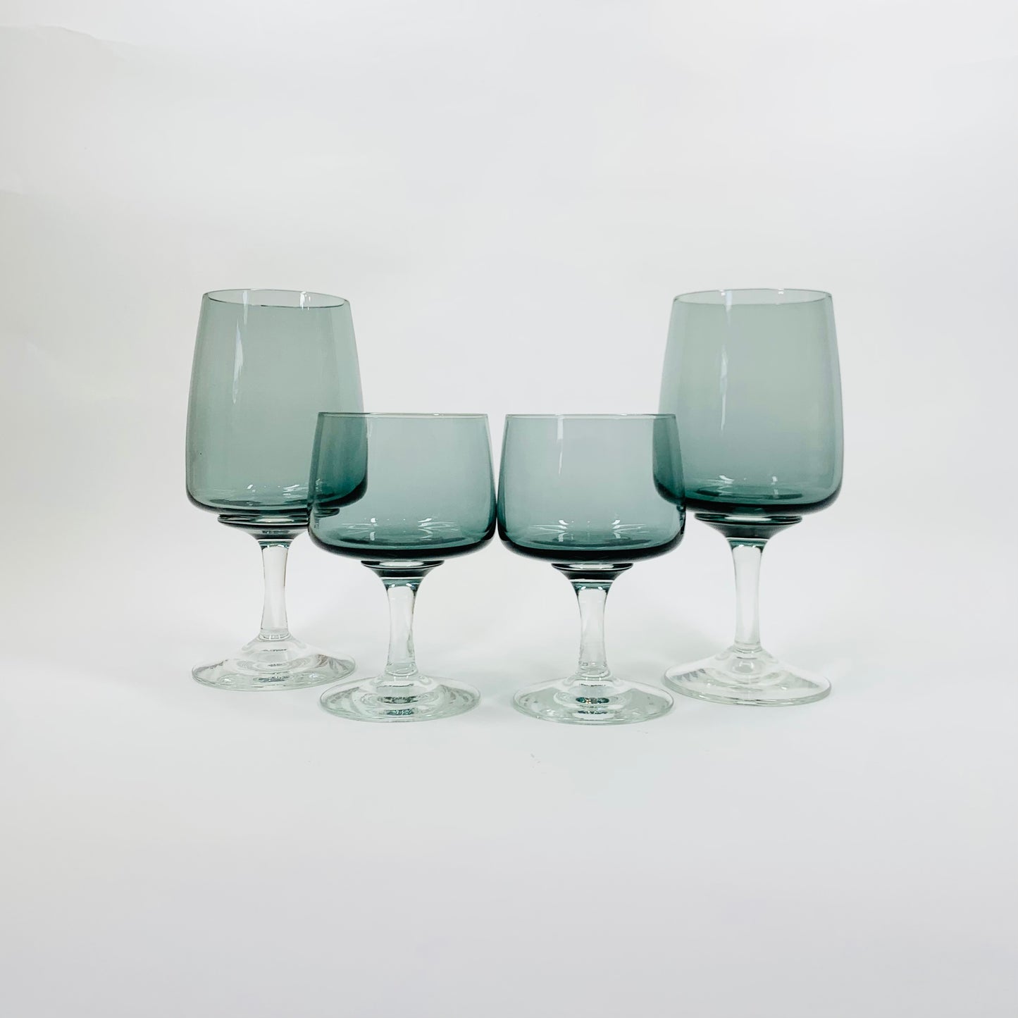 1950s POLISH GREY GLASSES WITH CLEAR STEMS
