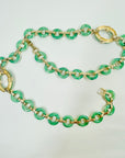 ANTIQUE ART DECO CINER GOLD PLATED JADE GLASS NECKLACE/BELT
