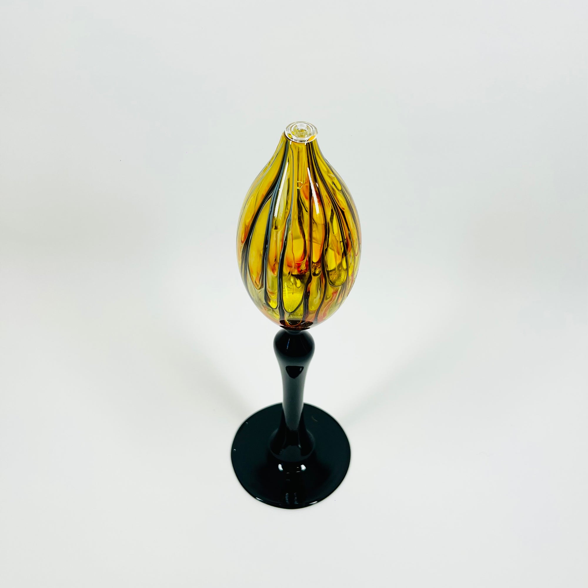1980s AUSTRALIAN HAND DYED OILSLICK GLASS FOOTED VASE