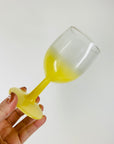 1970s HAND PAINTED YELLOW WINE GLASSES