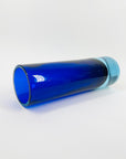 1950s TURQUOISE COBALT BLUE MURANO SOMMERSO GLASS CYLINDER BLOCK VASE