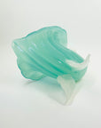 ANTIQUE MURANO TURQUOISE OPALINE GLASS CORNUCOPIA VASE