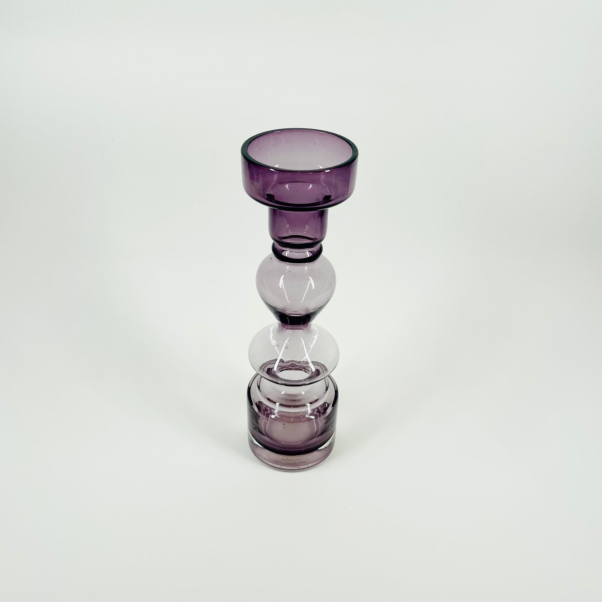 1960s SWEDISH ASEDA PURPLE SOMMERSO GLASS CANDLE HOLDER/POSY VASE