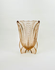 ANTIQUE ART DECO PINK DEPRESSION GLASS FOOTED VASE