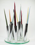POST-MODERN GLASS STAINLESS STEEL VASE/CANDLEHOLDER