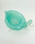ANTIQUE MURANO TURQUOISE OPALINE GLASS CORNUCOPIA VASE