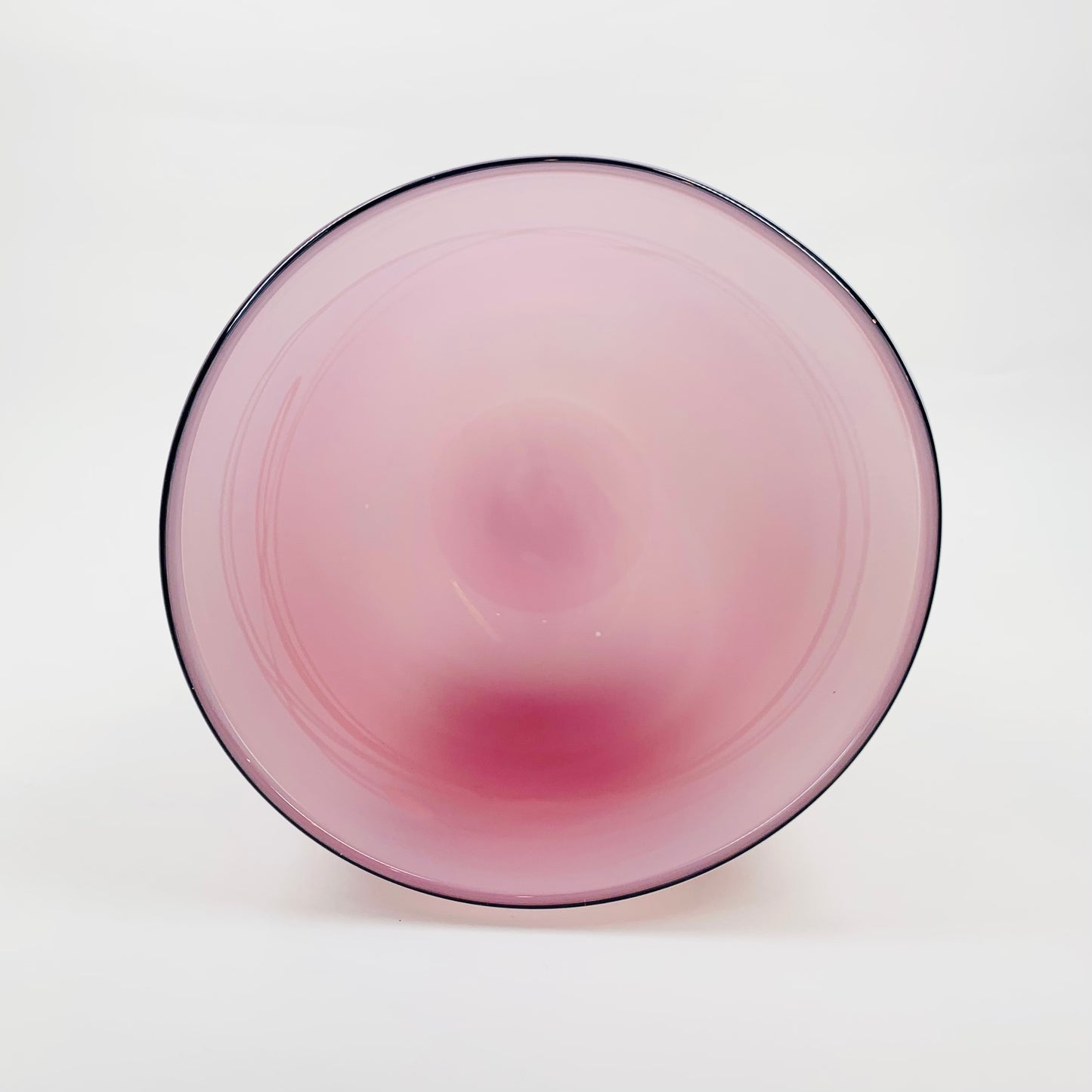 MOUTH BLOWN PINK ART GLASS BOWL