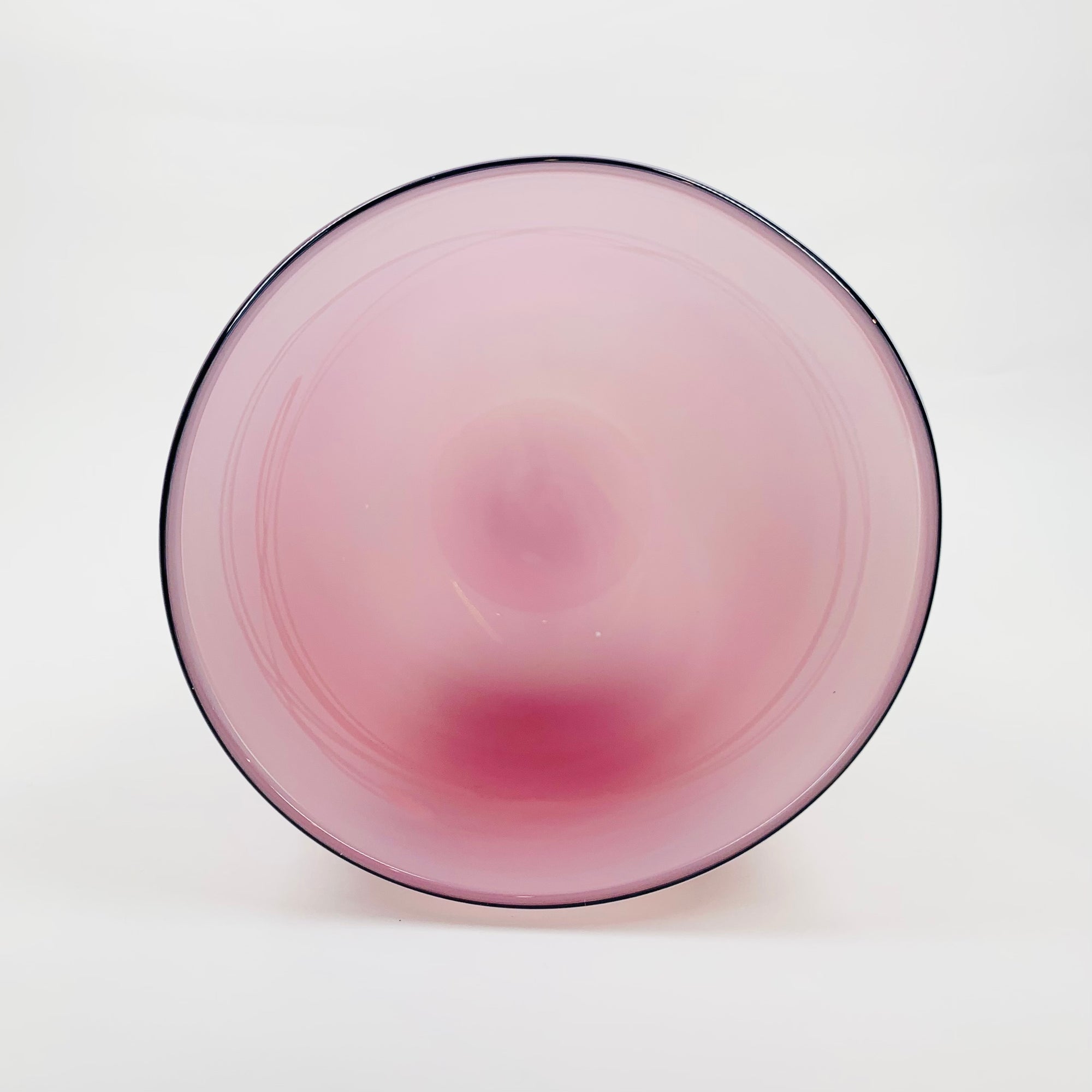 MOUTH BLOWN PINK ART GLASS BOWL