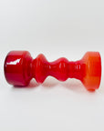 1960s JAPANESE CASED RED ORANGE GLASS HOOP VASE/CANDLE HOLDER