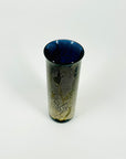 VINTAGE ISLE OF WIGHT BLACK GOLD SILVER FOIL TUBE ART GLASS VASE