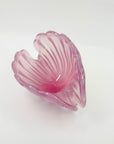 1950s PINK MURANO RIBBED OPALINE GLASS SHELL BOWL (MEDIUM)