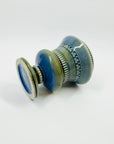 1950s IRISH WADE BLUE GLAZE POTTERY MINI FOOTED VASE