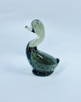 1960s WHITEFRIARS GREY GLASS DUCK WITH CONTROLLED BUBBLES