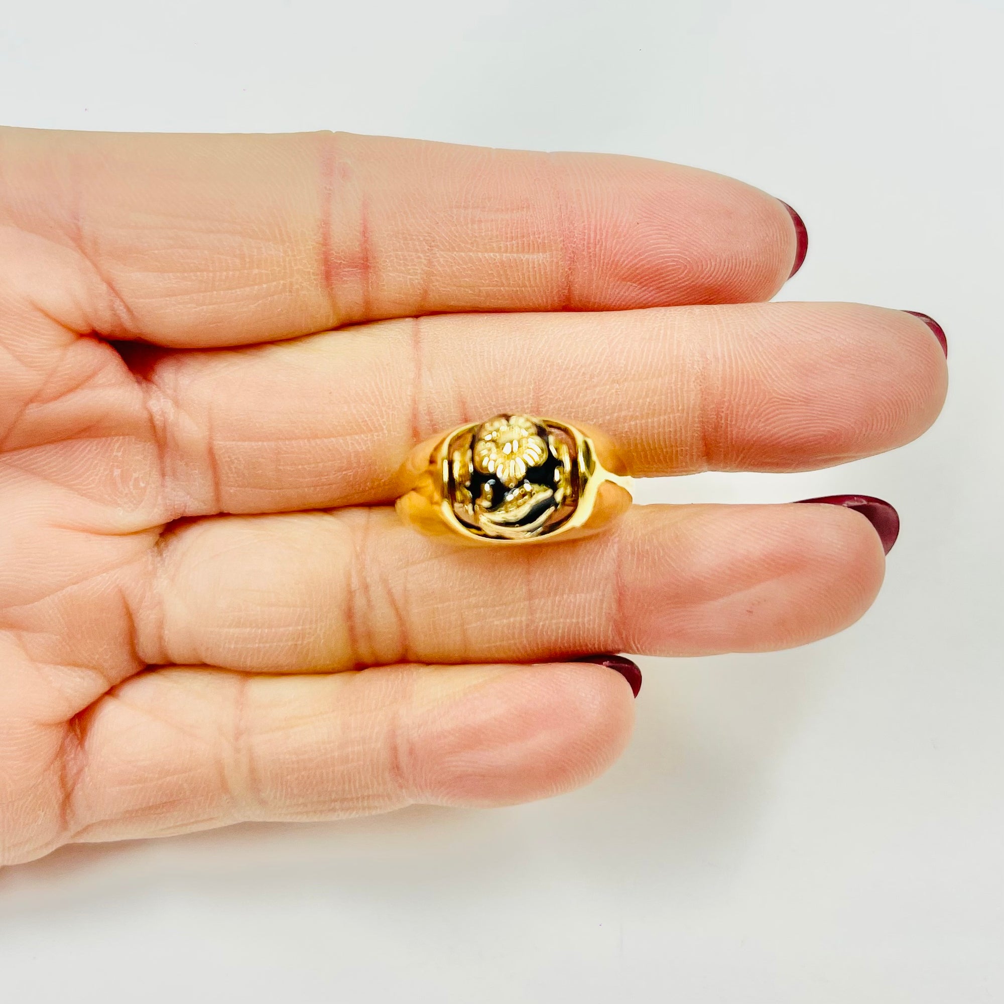 ANTIQUE JAPANESE 14K GOLD SPINNER RING