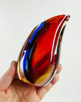 SIGNED 1950s ITALIAN MURANO HARLEQUIN SOMMERSO GLASS MINI SWUNG VASE