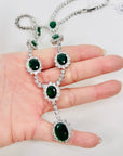 VINTAGE ART DECO STYLE GP COSTUME GREEN DIAMONTE FANCY LINKS FESTOON NECKLACE