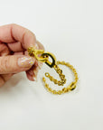 VINTAGE CHRISTIAN DIOR LARGE HARDWARE HOOPS PIERCED EARRINGS
