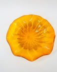 1970s JAPANESE MANDARIN ORANGE GLASS FLOWER BOWL