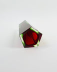 1950s RUBY RED GREEN MURANO SOMMERSO GLASS HEXAGONAL BLOCK POSY VASE