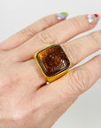 1980s CHANEL GRIPOIX AMBER SEAL RING