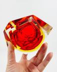1950s FACETED MURANO RED YELLOW GEODE BOWL