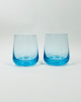 1960s POLISH TURQUOISE BLUE GLASS TUMBLERS