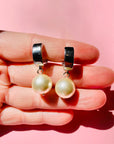 1960s COSTUME SILVER PEARL DROP CLIP ON EARRINGS
