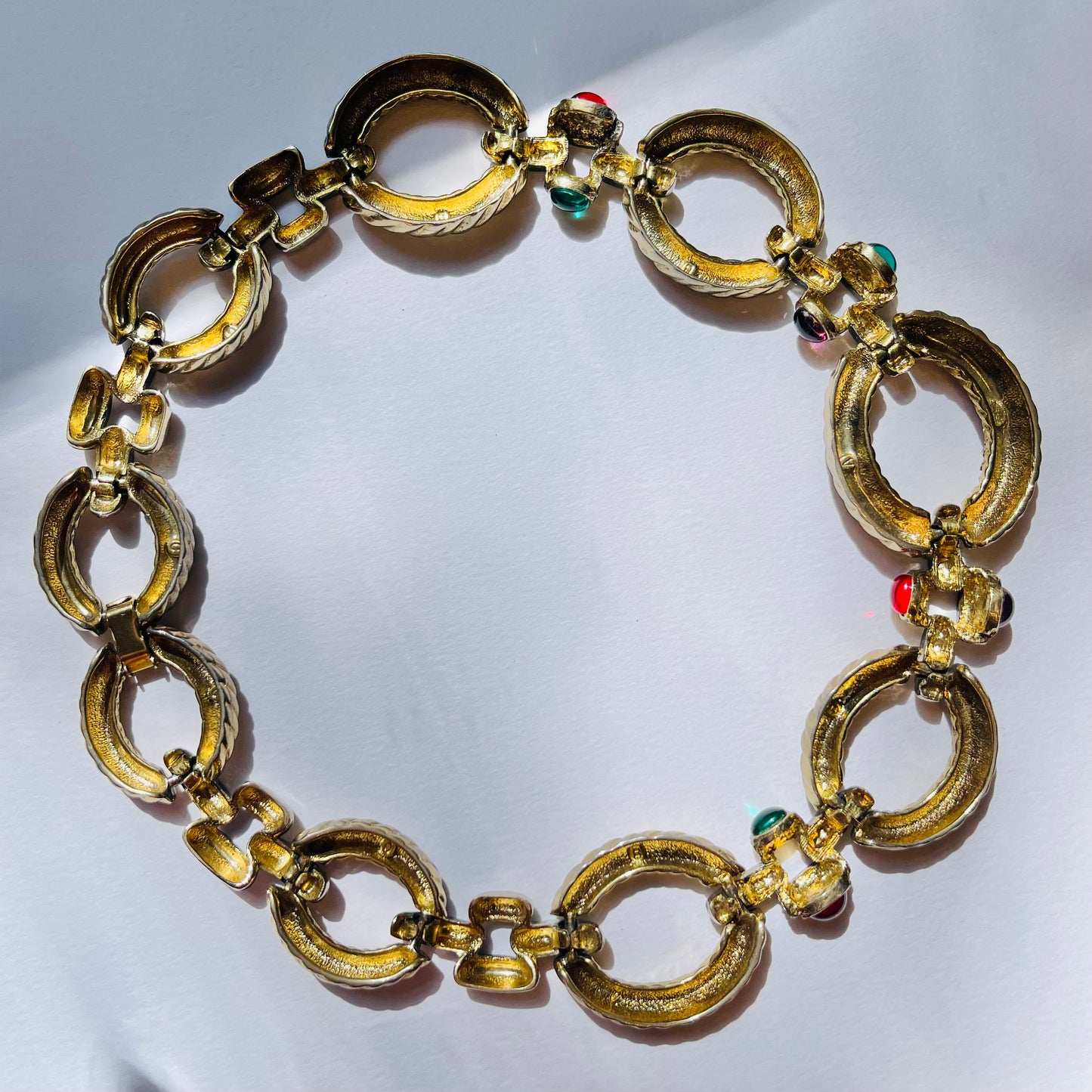 1950s BIJOUX CASCIO CABOCHON TWO-TONE STATEMENT NECKLACE