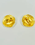 1998 CHANEL CC GOLD LOGO COSTUME PEARL BUTTON CLIP ON EARRINGS