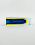 1950s COBALT BLUE YELLOW MURANO SOMMERSO GLASS BLOCK POSY VASE
