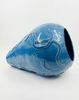 1950s NITTSJO SWEDISH BLUE GLAZED EARTHENWARE VASE